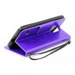 Wholesale Samsung Galaxy S5 SM-G900 Slim Flip Leather Wallet TPU Case with Strap and Stand (Purple)